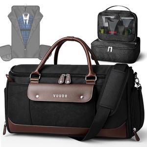 여행용 VUUDH 컨버터블 의류 가방 신발 수납 공간과 보관 파우치 2개가 있는 남성 여성용 더플백에 50L 가죽 없는 여행을 위한 여행 1개 중 2개