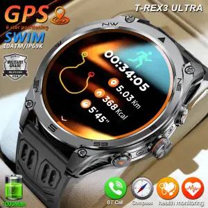 호환  야외 스포츠 GPS 스마트워치 남성용 나침반 방수 플래시 라이트 블루투스 통화 1000mAh 대용량 배터