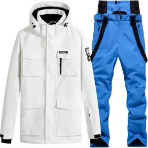 남성 스키 재킷 및 바지 세트 방수 스노우슈트 방풍 겨울 야외 스키복