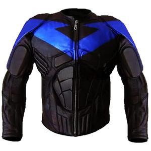 CHICAGO FASHIONS 남성용 나이트 블랙 재킷 소가죽 패딩 보호 아머 오토바이 블루 바이커