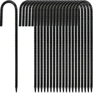 하카로아 20팩 12인치 철근 스테이킹 헤비 듀티 J 훅 그라운드 앵커 메탈 텐트 캠핑용 스틸 가든 캐노피