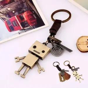 캐릭터 남성키링 가방고리 빈티지 가죽 로븟키링 가죽키링 귀여운 열쇠고리