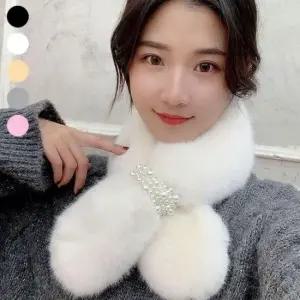퍼머플러 여성 부드러운 URK-093 진주 쁘띠퍼 미니목도리 머플러
