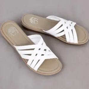 [신상오픈런]여성 무지컬러 크로스 스트랩 낮은굽 샌들 슬리퍼 (36391405)