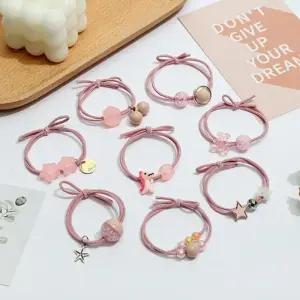 [신상오픈런]하늘색머리끈 키치 투명 구슬 하트 별모양 8개세트 (30488194)