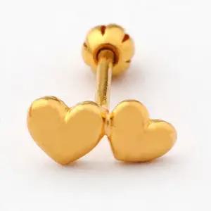 24K 순금 99.9% 사랑 더블 하트 피어싱