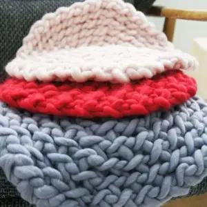 손뜨개 방석 핸드메이드 푹신한 4컬러