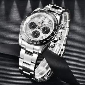 세이코무브 사파이어글라스 스톱워치 프리미엄 쿼츠 메탈 손목시계 BP9345WC 실버파티클