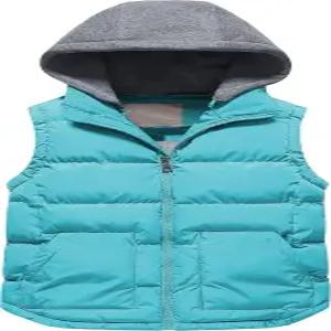 퍼스키 걸 앤 보이의 따뜻한 패딩 조끼 코트 6-14년 동안 탈부착 가능한 후드가 있는 방수 민소매 재킷