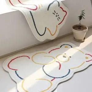 온더벨라 보들보들 화이트발매트 도톰한 곰냥이 침대러그