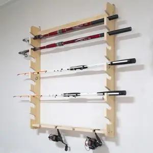 낚시대 아름데코 원목 벽걸이형 로드 거치대 8구
