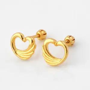 24K 순금 99.9% 러브 하트 윙 피어싱 왼쪽 오른쪽