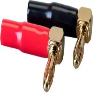 모노프라이스 직각 바나나 플러그 - 12-18AWG 스피커 와이어 컬러 코딩 나사형 24k 골드 도금용