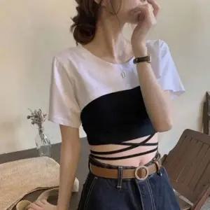 레이어드 핫크롭 박스티 레이어드티셔츠 면티셔츠