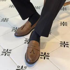 다오 국산 남자 스티치 클래식 태슬 로퍼 4cm