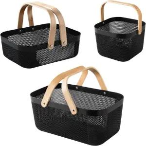 JSLYNB 3pcs 플라스틱 수확 바구니 접이식 고르고 나무 수 수집할 직사각형 캐비닛에서 채소와 손잡이