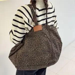 여성 캔버스 호피 빅 토트백 숄더백 쇼퍼백 데일리백