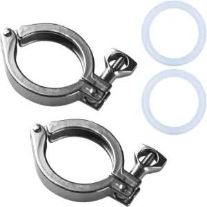 2팩 스테인리스 스틸 304 트라이 클램프2개의 2인치2팩 제네릭 클램프윙 핀 싱글 페룰 포함 듀티 너트