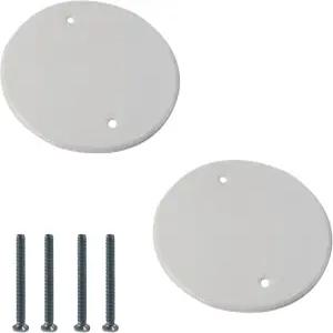 AUBC 2Pcs 5인치 천장 커버 플레이트 정션 나사가 원형 벽 금속 흰색 있는 구멍 개구부를 35인치 전기 위한