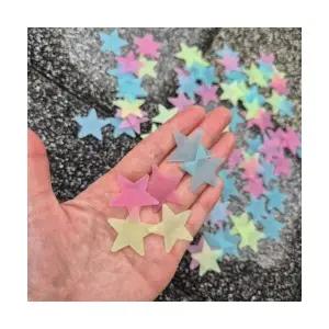 혼합 플라스틱 야광별 3색 스티커 100개 1세트