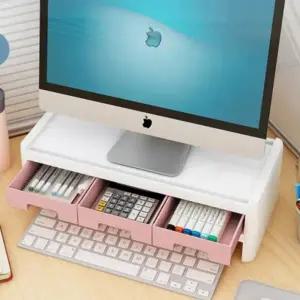 모니터 선반 서랍형 듀얼 컴퓨터 스탠드 받침대 2단