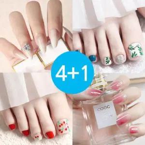 [셀러허브]4+1 네일팁 패디팁 셀프젤네일 스티커 패디큐어 (프렙패드+우드스틱+푸셔 증정) (S33560336)