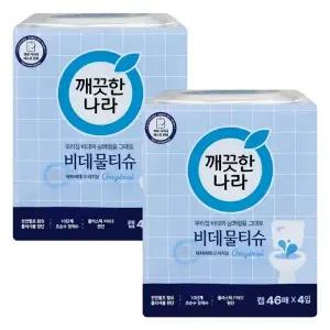 깨끗한나라 닥터비데 화장실용 물티슈 46매 X 8개