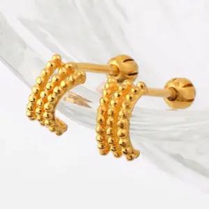 24K 순금 99.9% 트리플 볼 오픈링 피어싱