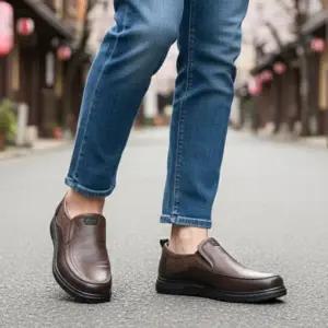 [다잇템] 남자 두꺼운굽 경량 인조가죽 슬립온