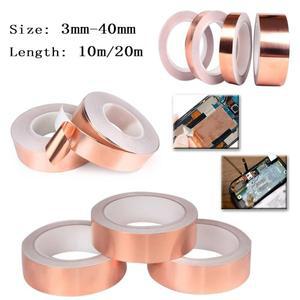 10M 20M 전도성 구리 호일 테이프 EMI 차폐용 단면  전기 수리 스테인드 글라스 DIY 공예품