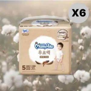 마미포코 팬티형 기저귀 무표백 5단계 남아 특대 20매 6팩 MNS