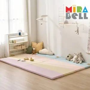 [미라벨]카라 실리케어 아기유아 층간소음 놀이방 5단 노틈새 항균형 폴더매트 120X160 무지개