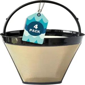 Cestlaive 4 골드 코인 영구 재사용 커피 바스켓 필터 Cuisinart 메이커용 교체품 (4개입)