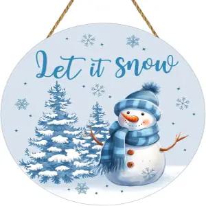눈사람 장식 겨울 가정용 화환 문 표지판 현관 벽 실내 장식용 나무 현관문 걸이