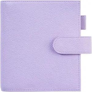 A6 노트북용 모터머 가죽 커버 - 펜 루프 카드 슬롯 및 백 포켓(페블-라벤더 A6+)으로 호보니치 오리지널