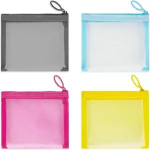 미니 메시 파우치(4팩) 지퍼 나일론 메이크업 파우치가 포함된 작은 가방 화장품 파우치 여행용 지갑