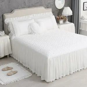화이트 프릴 침대커버 코튼 베드스커트 침대보 누빔 유럽풍