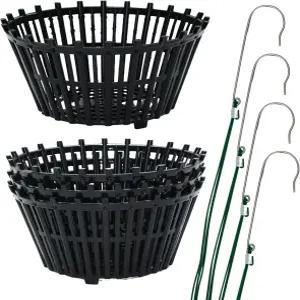 데스퀴글 10인치 너비의 대형 블랙 스트롱 플라스틱 난초 바구니 4개 세트 난초용 행거 스태그혼 펀 외부용