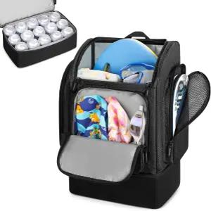 단열 냉각기 수납공간이 있는 파스롬 메시 비치 백팩 습식 건식 분리 수영용 대용량 토트백