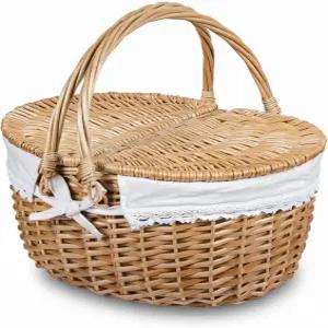 부활절 어버이날 야외 캠핑 염색하지 않음을 위한 뚜껑과 손잡이가 있는 튼튼한 직조 바디에 세탁 가능한