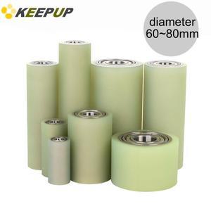 PU 폴리우레탄 코팅 롤러 무동력 드럼 구동 휠 이중 베어링 내마모성 고무 컨베이어 벨트 직경 60 70 80mm