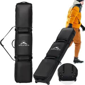 롤링 더블 스키백 65-69인치 항공 여행용 바퀴가 달린 패딩 방수 스노보드백 스키 및 부츠에 적합 대형