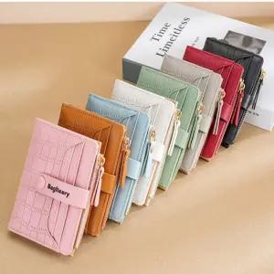 악어가죽패턴 메탈 스냅 버튼 로고 반지갑 동전 카드 KrF6+6oeV