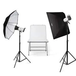 [에이치플러스몰]포멕스 사진조명 스튜디오 촬영 세트 (E400 SUT-C 실버 엄브렐러) 푸드