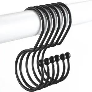 구윈 샤워 커튼 후크 낙하 방지 S자형 링 장식용 블랙 커튼용 녹 12팩