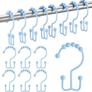 웬칙 12개 컬러풀 샤워 커튼 후크 보헤미안 레인보우 컬러 304 스테인리스 스틸 링 방청 균형 잡힌 이중