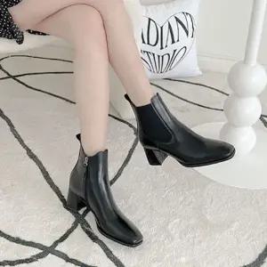 엘케이트 여자 앵클부츠 가죽 힐 첼시 부츠 SM1636 신발 슈즈