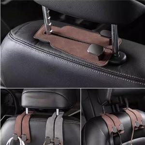 블랙 인조 가죽 자동차 헤드레스트 훅 차량 시트백 수납용 소형 뒷좌석 정리용품