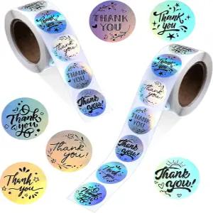 1000PCS 스티커 감사합니다 롤 2개 셀프 접착 초대장 웨딩 장식 노트 기프트 태그 장식용 1인치