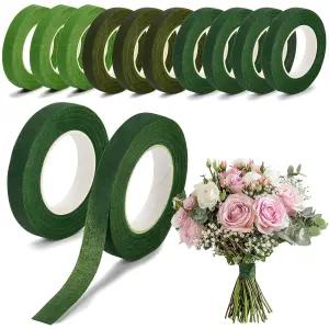 인조 꽃용 12롤 그린 플로럴 테이프 1/2 꽃 공예용 접착 플로리스트 꽃다발 꽃꽂이 줄기 포장 웨딩 30야드